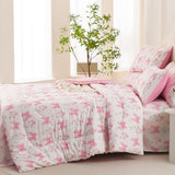 CCoutueChen Pink Bow Comforter Set Full 3Pcs Pink Floral Bedding Set for Girls Kids Romantic Princess Style Bowknot Bedding Ultra Soft Reversible Garden Flower Comforter Sets with 2 Pillowcases CCoutueChen