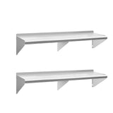 Chingoo Stainless Steel Shelf 18" x 72", 2 Pack NSF Wall Mounted Commercial Metal Shelving with Backsplash for Restaurant, Utility Room, Kitchen and Garage Chingoo