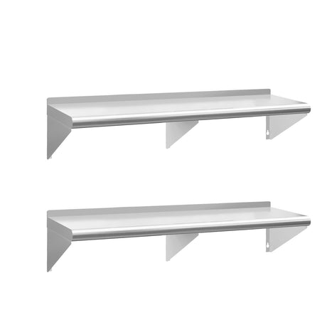 Chingoo Stainless Steel Shelf 18" x 72", 2 Pack NSF Wall Mounted Commercial Metal Shelving with Backsplash for Restaurant, Utility Room, Kitchen and Garage Chingoo