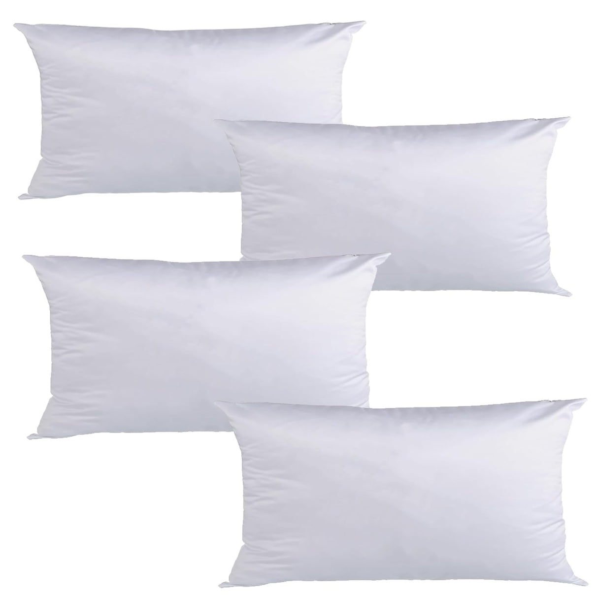FUKiss 4 PCS 12" x 20" Plain White Sublimation Blanks Polyester Throw Pillow Case Cushion Cover Pillowcase for Sofa Vinyl Projects DIY Printing Decorative Square NO Pillow Insert FUKiss