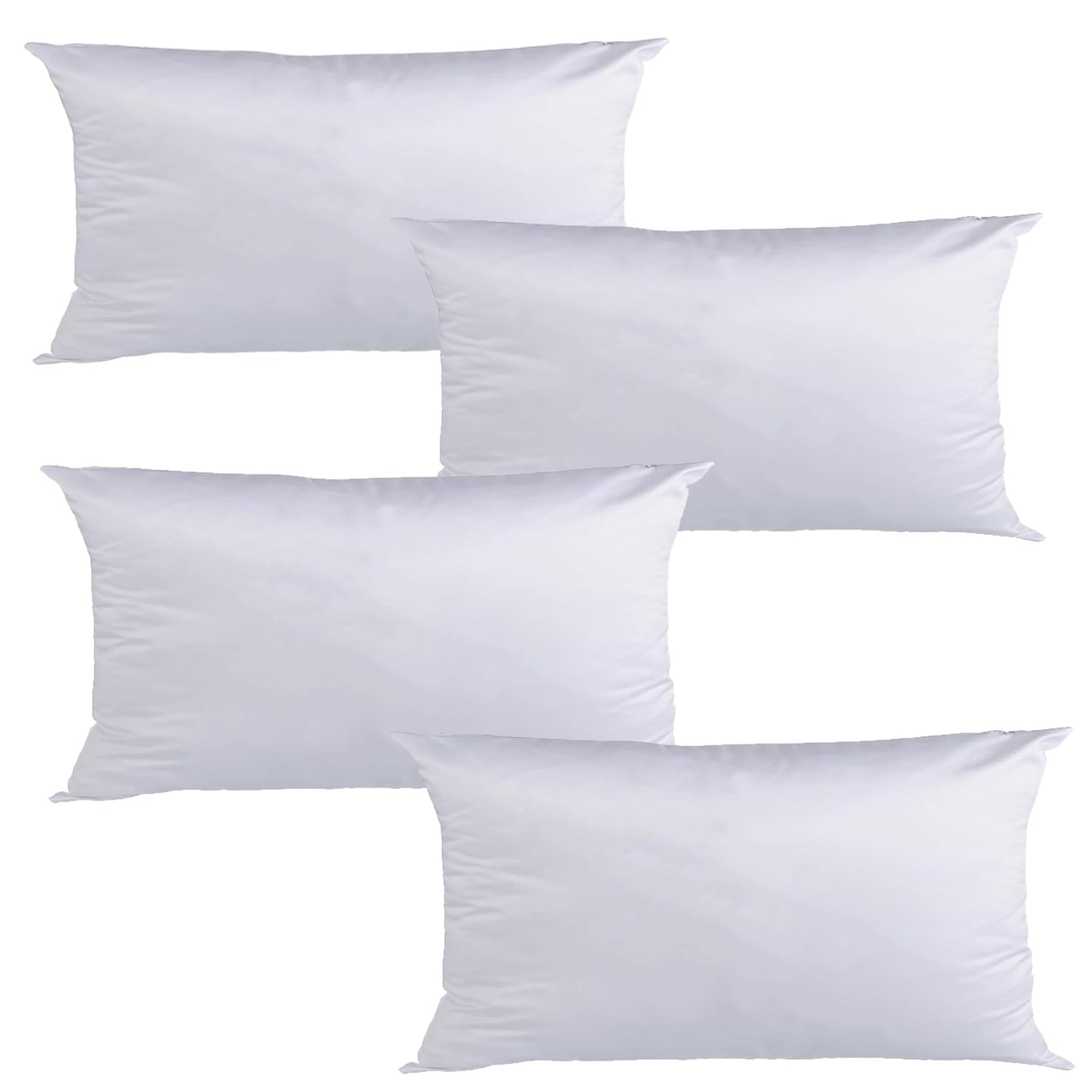 FUKiss 4 PCS 12" x 20" Plain White Sublimation Blanks Polyester Throw Pillow Case Cushion Cover Pillowcase for Sofa Vinyl Projects DIY Printing Decorative Square NO Pillow Insert