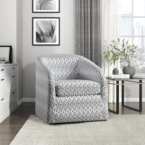 Lexicon Swivel Accent Chair, Fabric Barrel Chair with Solid Wood Frame and Metal Base, Upholstered Arm Chair, Swivel Sofa Chair Modern Reading Chair for Living Room/Office/Apartment, Multi-Color Lexicon