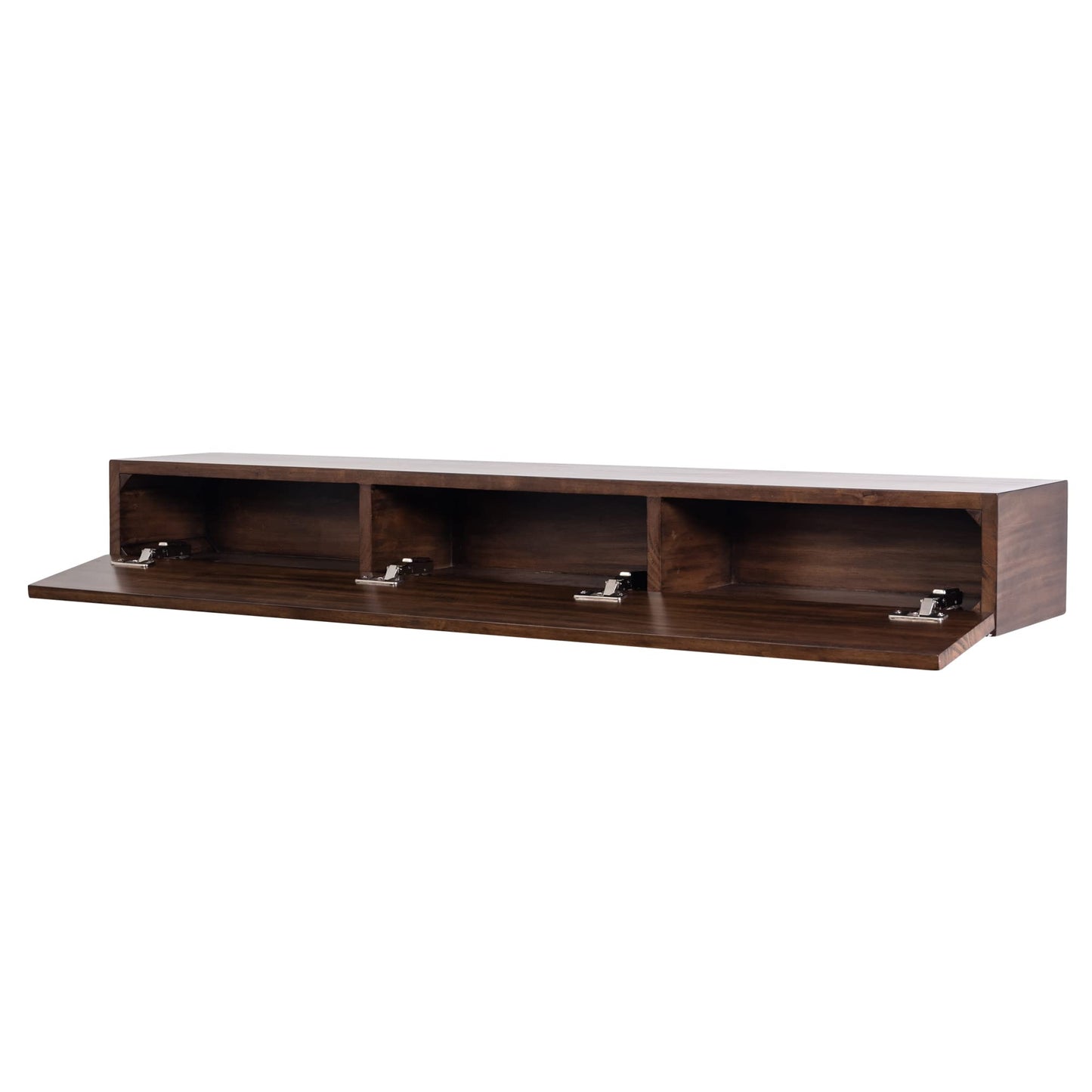 MANTELSDIRECT Houston Floating Wood Mantel Shelf with Hidden Storage Compartment - Mocha 60 Inch | Beautiful Wooden Rustic Shelf for TV Remotes, Controllers, and Décor