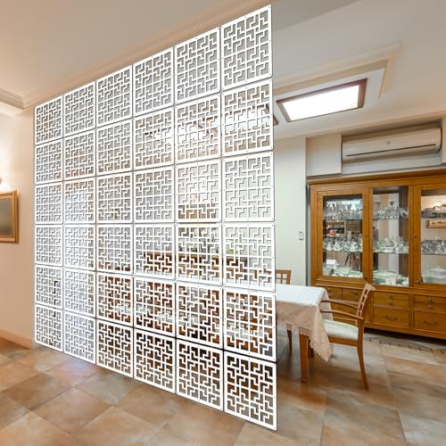 Lchen Hanging Room Divider,10 Pieces Wood-Plastic Hanging Panels 0.2“Thick Screen Panel for Living Room Bedroom Home Decoration(FY,11.4"X11.4") Lchen