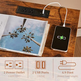 AMERLIFE Nightstand Set of 2 with Charging Station, Rustic Bedside Table with Drawers Storage, Farmhouse Wood Night Stand for Bedroom, Living Room, Rustic Brown AMERLIFE