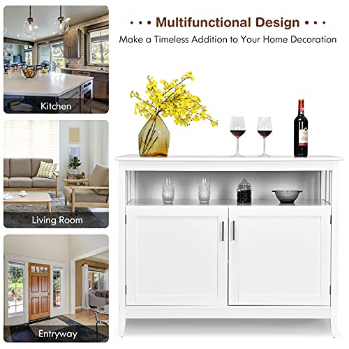 Costzon Buffet Cabinet, Wooden Sideboard with 2 Doors, Adjustable Shelf, Accent Coffee Bar Cabinet, Kitchen Storage Cabinet for Living Room, Dining Room, Hallway Costzon