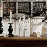 Halloween Table Decorations Indoor: Farmhouse Halloween Cute Ghost Decorations, Slender White Ghosts Wood Plank Signs Set, Rustic Tiered Tray Decor Wooden Ghost Desk Office Decor for Home Kids Treory