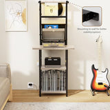 YAKANJ Record Player Stand with Led Light,Record Player Table with Vinyl Storage,Turntable Stand with Record Holder Vinyls Display Shelf for Music Room Studio,Greige YAKANJ