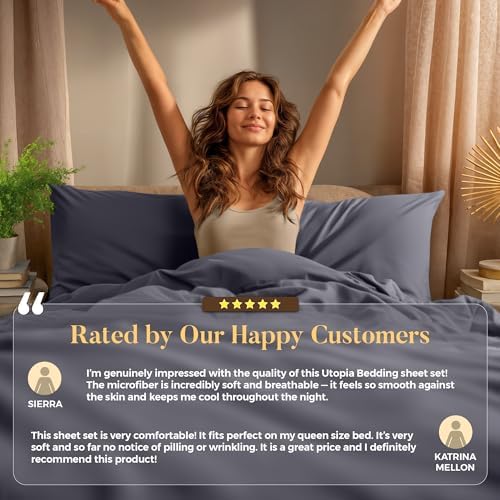 Utopia Bedding Full Sheet Set – 4 Piece Bed Sheets for Full Size Bed, Soft and Breathable Microfiber, Includes 1 Fitted Sheet, 1 Flat Sheet and 2 Pillowcases (Grey) Utopia Bedding