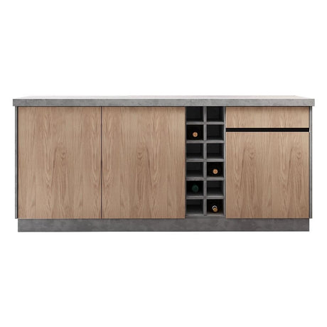 homary 72'' Kitchen Island with Storage Japandi Style Wood Kitchen Islands with Seating and LED Light in Gray homary