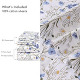 RUVANTI 100% Cotton Sheets – King Size Percale Bedding, Cooling & Breathable Floral Design, Durable with a Crisp, Soft & Comfortable Feel, 16" Deep Pocket, 4-Piece Set, Sweet Pea