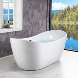 WOODBRIDGE 71" Acrylic Freestanding Bathtub Contemporary Soaking Tub, White Acrylic (Matte Black Drain/Overflow),B0017 MB Drain &O WOODBRIDGE