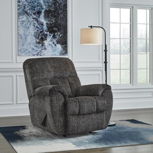 Signature Design by Ashley Rampant Casual Manual Rocker Recliner with Pillow-Top Arms, Gray Signature Design by Ashley