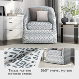 Lexicon Swivel Accent Chair, Fabric Barrel Chair with Solid Wood Frame and Metal Base, Upholstered Arm Chair, Swivel Sofa Chair Modern Reading Chair for Living Room/Office/Apartment, Multi-Color Lexicon