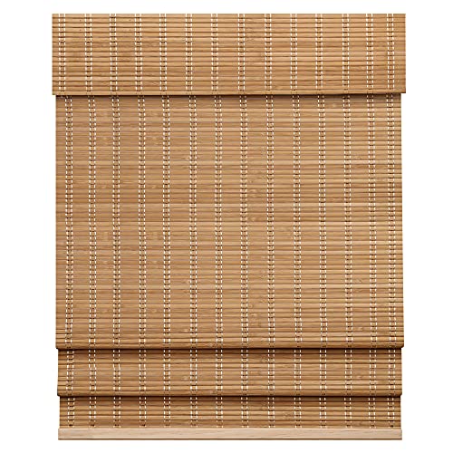 LazBlinds Cordless Natural Bamboo Roman Shades - Light Filtering Window Treatment, 23'' W x 60'' H