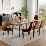 Rejeke 59"-75" Extendable Dining Table Set for 8,Wood Dining Room Table Set for 8,Mid Century Rectangular Kitchen Table with 8 Upholstered Chairs (Easy Assembly,Space-Saving) Rejeke