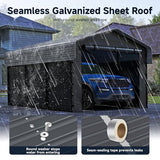 10x15FT Heavy Duty Metal Carport, Outdoor Carport Canopy with Galvanized Steel Roof and Reinforced Base,Removable Sidewalls & Door, Garage Shelter Shade for Cars,Trucks, Boats, Gray Real Relax