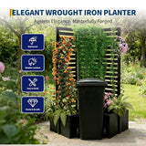 Privacy Screen with Planter Box - 3-Panel Freestanding Outdoor Room Divider, 51x70x31 Inch Metal Garden Fence with 4 Self-Draining Raised Garden Beds for Patio Deck Yard, Black Garvee