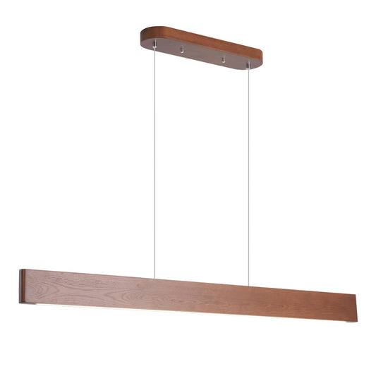 YISDESIGN 39.4" Wood Linear Pendant Light 24w Led Dimmable Dining Room Light Wood Kitchen Island Pendant Hanging Light for Kitchen Island Office Lights Walnut Color - WoodArtSupply