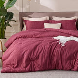Bedsure Queen Comforter Set - Dark Red Comforter Queen Size, Soft Bedding for All Seasons, Cationic Dyed Bedding Set, 3 Pieces, 1 Comforter (90"x90") and 2 Pillow Shams (20"x26"+2") Bedsure