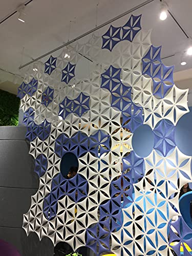 OSHIYINN Felt Fiber Surface High Density Polyester Fiber Board 3D Flower Venus 14"x12" Hanging Room Divider Panel Cut Room Partition Home Decoratio(12 Pcs)(Sky Blue) OSHIYINN