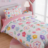 SANDJEST Floral Twin Bedding Sets for Girl, Ultra Soft Microfiber Comforter Bed Set with 3-Pieces, Flower Comforters Sets for Kids Children Girl Teen Tween Bedroom Decor SANDJEST