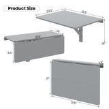 IFANNY Wall Mounted Folding Desk, Fold Down Desk Drop Leaf Table, Laundry Folding Table, Wood Floating Desk for Wall, Foldable Computer Desk Wall Mount, Wall Desks for Small Spaces (Gray) IFANNY