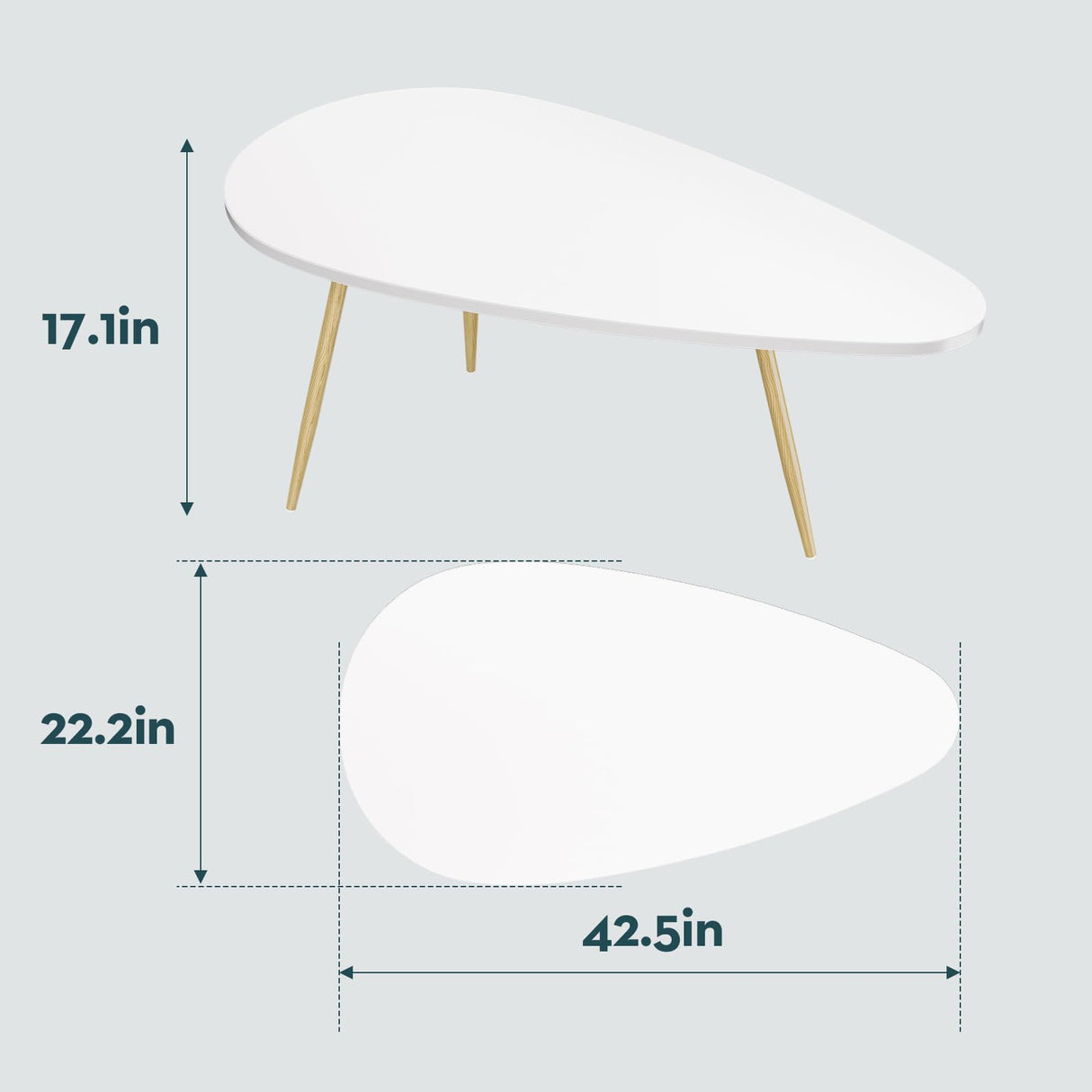 SAYGOER Modern Coffee Table White Oval Coffee Tables for Living Room Simple Center Table for Small Space Home Office Easy Assembly 22.2" D x 42.5" W x 17.1" H, White SAYGOER