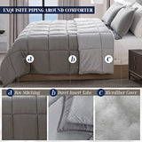 Elegant Comfort 3-Piece Reversible Comforter Set, All Season Cozy, Soft Down Alternative, Quilted - Box Stitched - Duvet Insert with 4 Corner Tabs, Comforter with Shams, Twin XL, Gray/Silver Elegant Comfort
