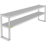 VEVOR Double Overshelf, Double Tier Stainless Steel Overshelf, 72 in Length x 12 in Width Double Deck Overshelf, Height Adjustable Overshelf for Prep & Work Table in Kitchen, Restaurant and Workshop VEVOR