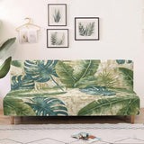 Xsehusvy Tropical Leaf Armless Futon Slipcover with Elastic Bands, Anti-Slip Sofa Bed Couch Covers Water Resistant Furniture Protector Home Living Room Decor Xsehusvy