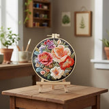 ARTopet Embroidery Kit for Beginners Cross Stitch Kits Needlepoint Set Colorful Flowers Patterns Embroidery Thread Kit for Craft Lover Hand Stitch with Hoop Threads Fabric-Flowers02