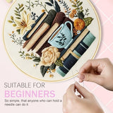 Huacan Flowers Embroidery Kit for Beginners Stamped Books and Flowers Pattern Cross Stitch Kit with Instructions