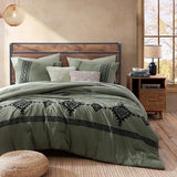 MaiRêve Embroidery Comforter Set, Boho Farmhouse Western Bedding Set, All Season Bed in A Bag Comforter Set with Sheets, Pillowcases & Shams, Olive Green Queen 7 Pieces MaiRêve