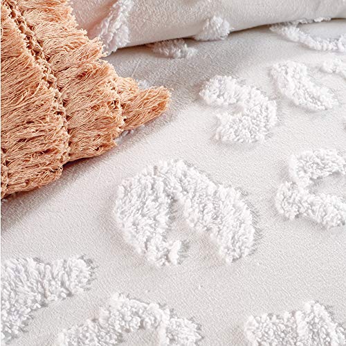 Peri Home Chenille Leopard 100% Cotton 3-Piece Duvet Cover & Sham Set, Full/Queen, White Peri Home