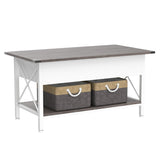 VINGLI 36" Lift Top Coffee Table with Free Cloth Storage Bins, White Walnut Framhouse Coffee Table for Living Room, Small Modern Coffee Table for Small Space in Minimalistic Style, Dark Walnut VINGLI