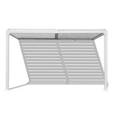 BPS 13 x 10 ft. Outdoor Aluminum Wall Mounted Louvered Pergola Waterproof Gazebo Sun Shade Shelter with 2 Adjustable Rainproof Panels for Patio, Garden, Backyard Lawn & Garden - White BPS