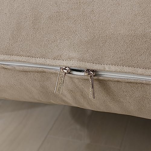 OctoRose Full Size 54x75x8 inch 3 Side Zipper Classic Soft Micro Suede Futon Cover Sofa Daybed Mattress Slipcover (Waterproof-Tan, Full Size) OctoRose
