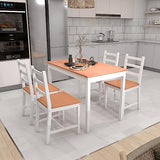 HOMCOM Dining Table Set for 4, 5 Piece Modern Kitchen Table and Chairs, Wood Dining Room Set for Small Spaces, Breakfast Nook, White HOMCOM