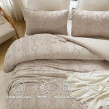Andency Queen Comforter Set Khaki, 3 Pieces Boho Tufted Lightweight Fall Bedding Comforter Set for Queen Bed, Soft Fluffy Bed Comforter Tan (90x90In Comforter & 2 Pillowcases) Andency