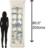 Howard Miller Delia II Curio Cabinet - Locking Slide Door Metal Shelf Clips with Illuminated Linen Finish Cabinets for Collectibles, Trophies Home Decor, Living Room & Dining Area Howard Miller