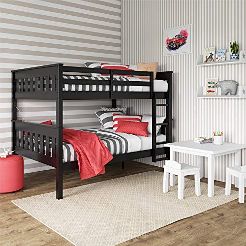 DHP Moon Full Over Full Bunk Bed with USB Port in Black - WoodArtSupply