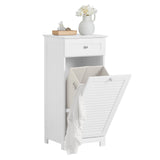 SoBuy Bathroom Laundry Cabinet Tilt-Out Hamper Unit Hidden Basket Organizer with Sliding Drawer Freestanding Narrow Sorter, White BZR73-W SoBuy