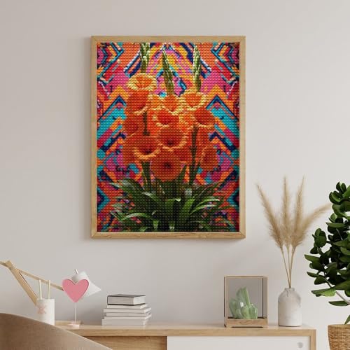 TZTTZT Diamond Art Kits for Adults - Orange Blossom Kaleidoscope Garden Diamond Painting Kits for Adults Beginner, Frameless Diamond Painting Craft for Home Wall Decor TZTTZT