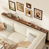 SUPERJARE 110.2 Inch Sofa Table with Power Outlets and USB-C Ports, 5.9 Inch Narrow Console Tables, Entryway Hallway Couch Tables with Storage, Behind Sofa, Small Spaces, Living Room, Rustic Brown SUPERJARE