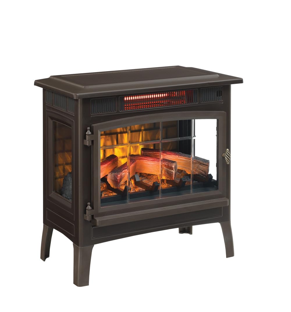duraflame Freestanding Electric Fireplace Stove Heater with 3D Flame Effect for 1,000 Sq. Ft, Bronze Duraflame