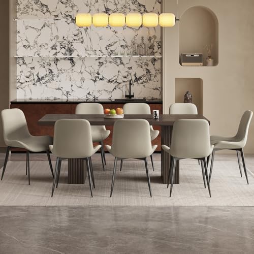 GlimBiz 9 Piece Dining Room Table Set for 8 People, Mid Century Modern 66.93 Inch Rectangle Kitchen Dining Table with 8 Fabric Chairs Set, Suitable for KitchenApartment (Dining Table with 8 Chairs) GlimBiz