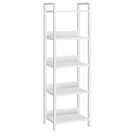 MAHANCRIS 5-Tier Bookshelf, Bookcase, Shelves Organizer for Small Spaces, Storage Shelf Organizer, for Living Room, Bedroom, Study, Balcony, White BKBW5501 MAHANCRIS