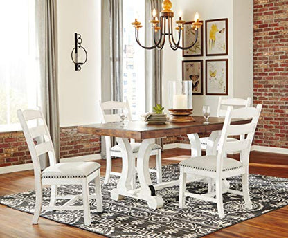 Signature Design by Ashley Valebeck Farmhouse Rectangular Extension Dining Table, Fits up to 8, White & Brown