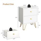 Tradare 7 Drawer Dresser and Night Stand Sets for Bedroom, Two Drawers Nightstand Set of 2 & 7 Drawer Dresser with Gold Handle, Modern White and Gold Dresser Set Tradare